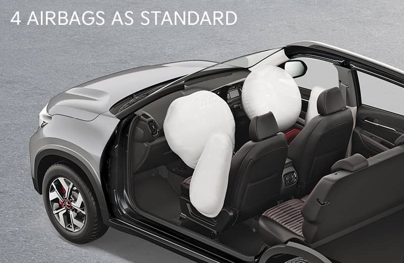 Front and side airbags turn your car into your safety shield, with 4 airbags that come standard across all variants. You can even choose the 6 airbags variant.