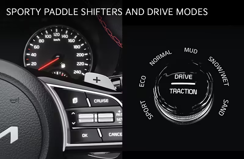 Paddle Shifters help in quick gear shift, while Drive Modes adapt to different driving conditions with perfection. Now standard in automatic variants